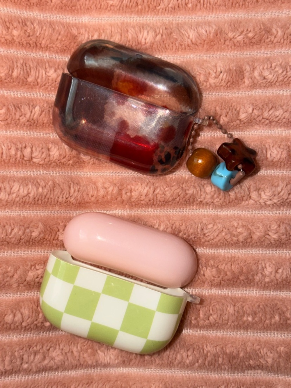 Checkerboard Lime Green & Pastel Pink AirPod Case Bundle
